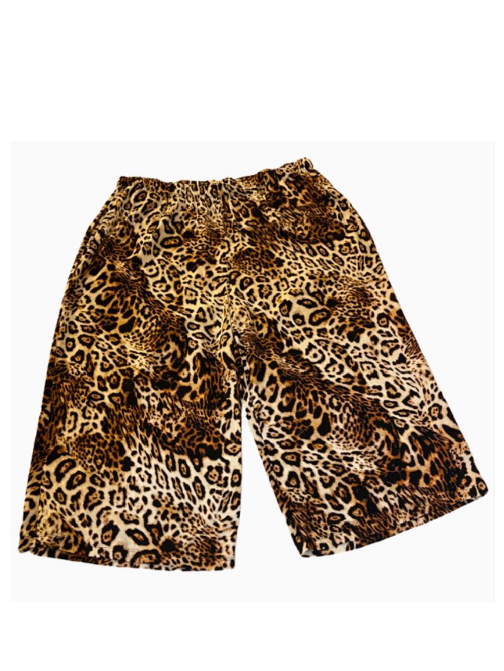 Women's Wide Leg High Rise Ankle Cropped Leopard Print Pants - Plus Size